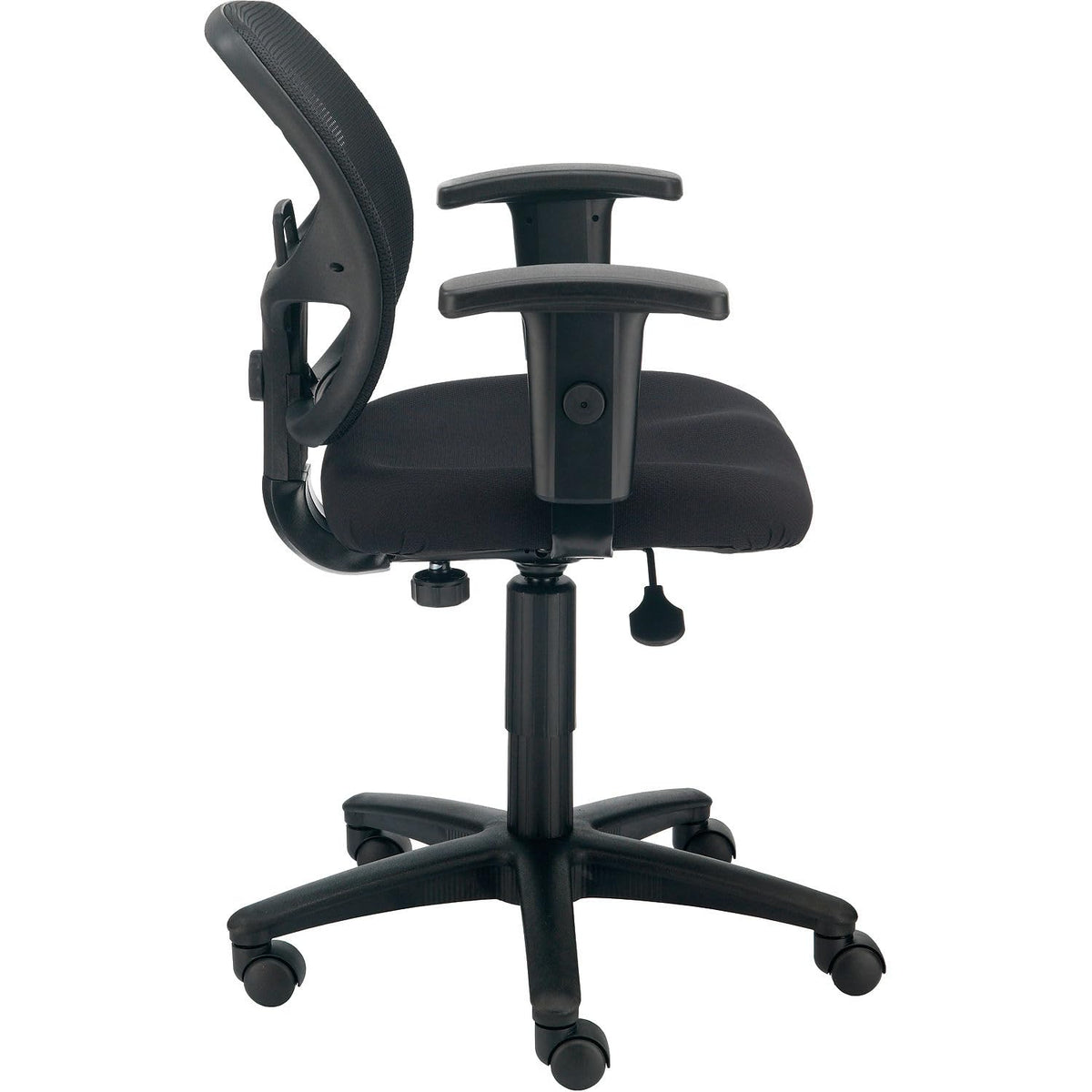 Task Chair with Mesh Back and Fabric Upholstered Seat by Global Industrial – 16.5"H x 17.75"W x 18.5"L, Plastic, Black, Model A2813TM1+22A4