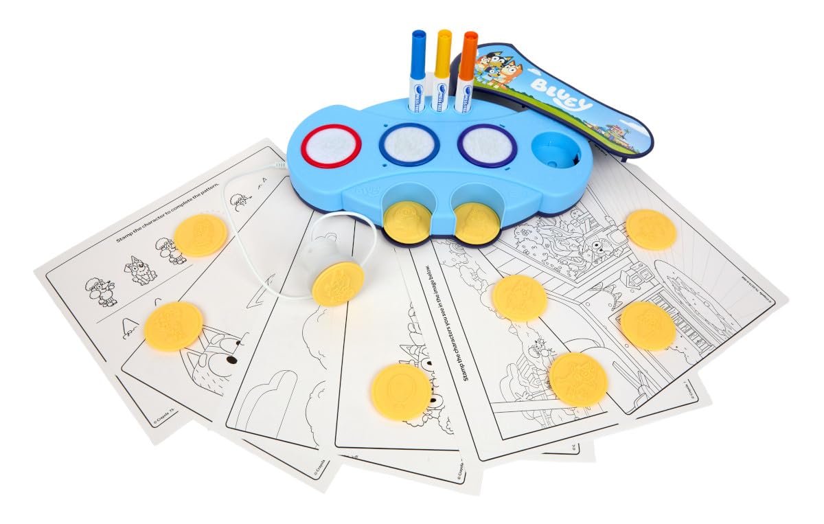 Magic Light Up Bluey Stamper Art Set by Crayola – Compact, Plastic, Blue, Model 750273