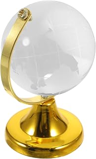 Transparent Globe Decoration with Stand Golden Desk Display | Desktop Map Model, Educational Home Classroom Accent, Handcrafted Look, Golden Finish