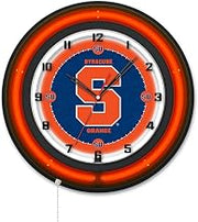 Holland Bar Stool Clk19BKSyrcse NCAA 19 in. Dia. Syracuse University Double Neon Wall Clock Black