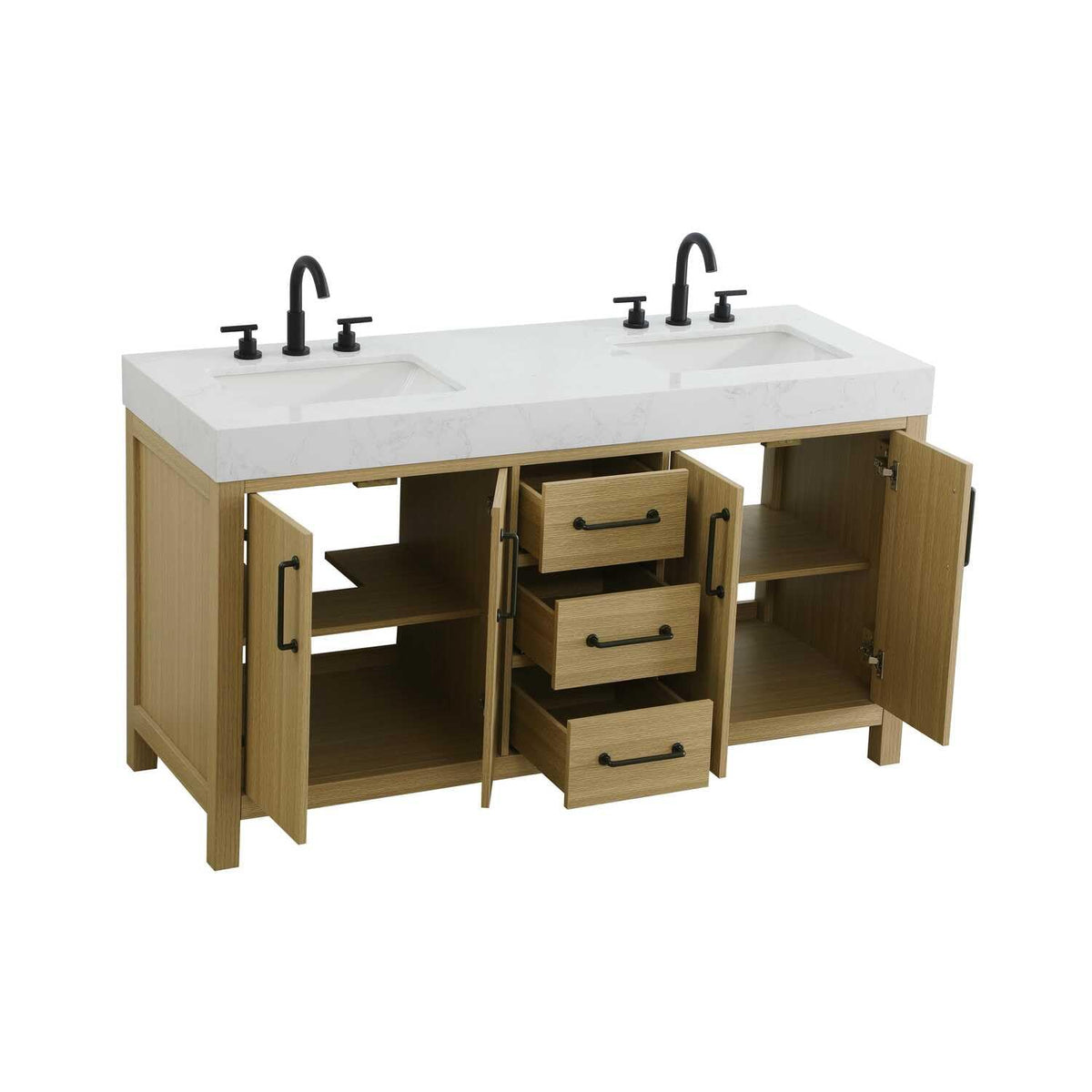 Nathan Bathroom Vanity Honey Brown by Lighting Design – Wood, Honey Brown, Model VF60660DMHB