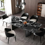 Mesa De Jantar Natural Marble Rectangular Dining Table Villa Restaurant Diner Table by JOYNOW – 200x100x75cm, One Color, Model 8524