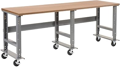 Global Industrial Extra Long Mobile Workbench, Adjustable Height,