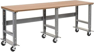 Global Industrial Extra Long Mobile Workbench, Adjustable Height,