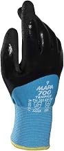 700418 700 Gloves, Double Thermal Lined 3/4 Coated Nitrile Grip and Proof Coating, Cold Protection Up to -10 Degree C, Size 8, Black/Blue (1Pair Pack)