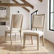 Wood Farmhouse Dining Side Chairs with Cushioned Seat by Furnifact – Wood, White, Pack of 2