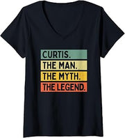 Womens Curtis The Man The Myth The Legend Funny Personalized Quote V-Neck T-Shirt