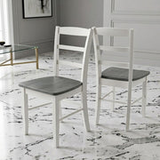 Solid Wood Ladderback Dining Chairs Set of by Furnifact – Wood, White and Heather Gray, Pack of 2