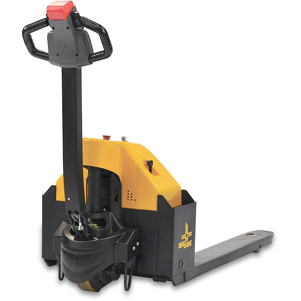 Big Joe Fully Powered Pallet Truck - Pallet Jack - 27" Wide Forks by E30 – Alloy Steel, Black/Yellow, Model E30-2748