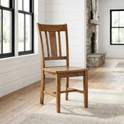 Hardwood Dining Chair with Distressed-Finish Splatback by Furnifact – Wood, Distressed Oak