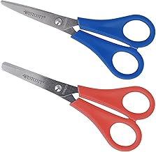Westcott E-2069 Children's Scissors Set, 2 Pieces, with 5 cm Measurement, 1 x Point, 1 x Round, Assorted Colours