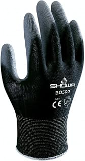 SHOWA B0500 Polyurethane Palm Coated General Purpose Work Glove with Nylon Liner, 13-Gauge, for Vending Machines Black, Small (12 Pair)