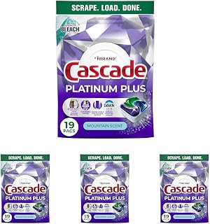 Cascade Platinum Plus Dishwasher Pods, Dishwasher Detergent, Dish Detergent Soap, Mountain, 19 Count (Pack of 4)