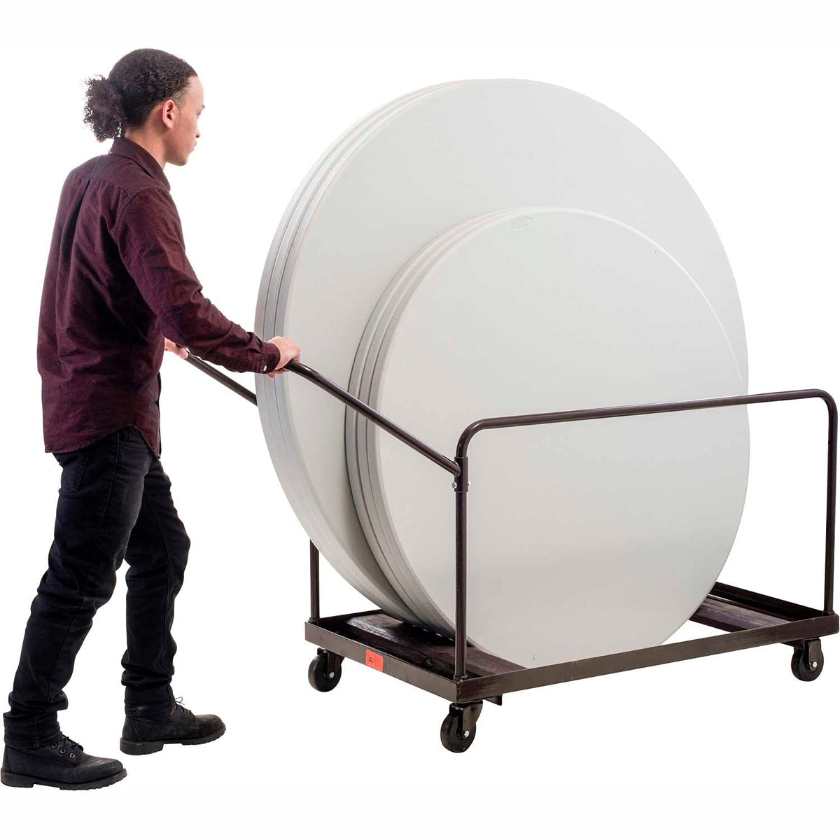 Table Cart for 48" and 60" Round Folding Tables by Global Industrial – 48 inches x 28 inches x 39 inches, Alloy Steel, Brown, Model INT-DY-60R