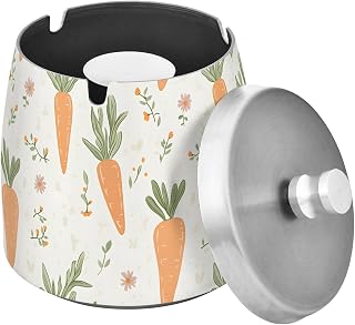 Carrots Splash Ashtray with Lid, Outdoor Ashtrays for Patio