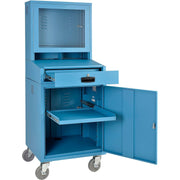 Mobile Security LCD Computer Cabinet Enclosure by Global Industrial – Alloy Steel, Blue, Model 239115BLA