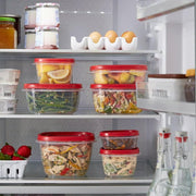 Easy Find Lids Food Storage Container by Rubbermaid – 14 Cup, 14.0 cups, Plastic, Clear with Red Lids, Pack of 2