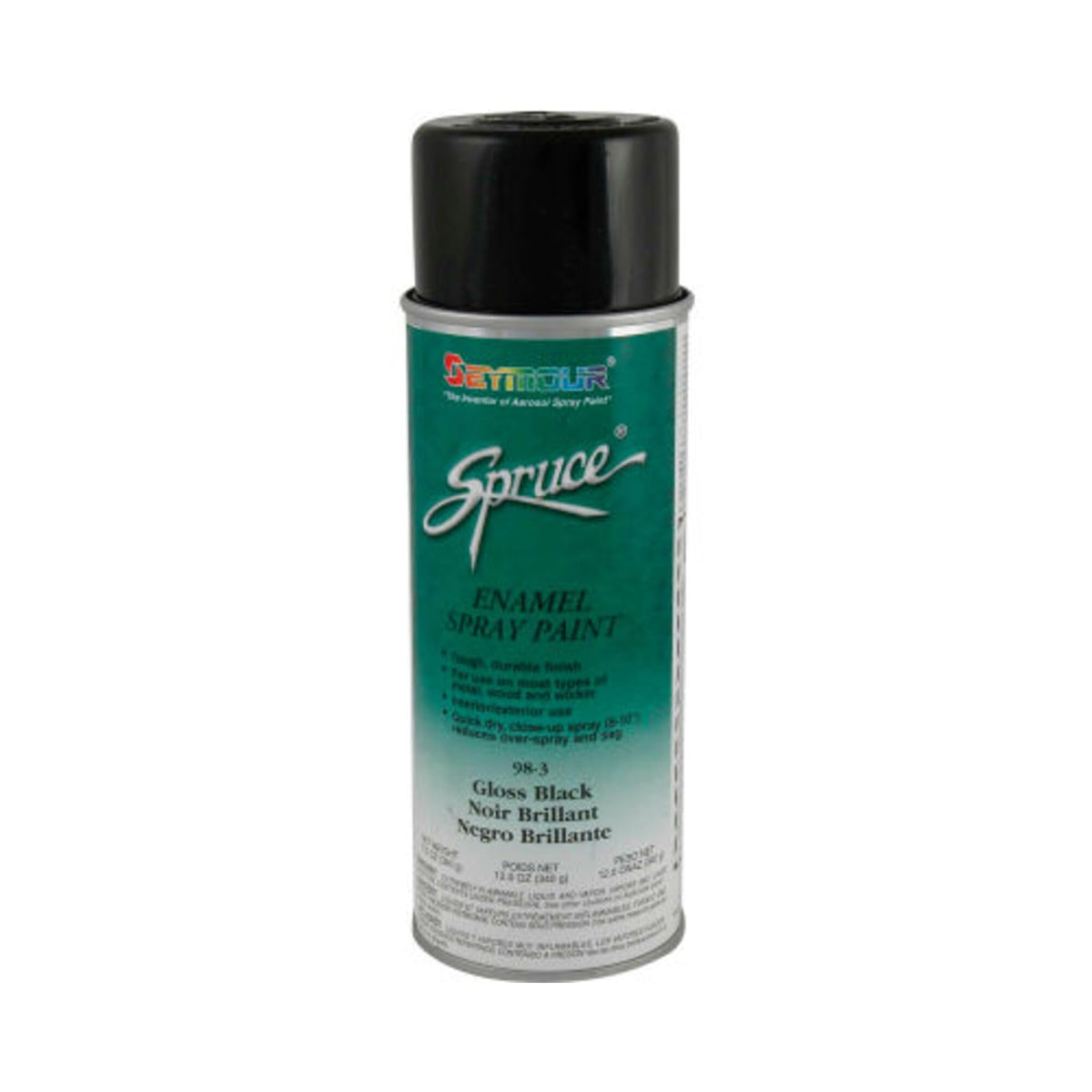 Spruce General Use Spray Paint 12 Oz. Gloss Black 12 Cans/Case by Seymour – 1 Count (Pack of 1), Gloss Black, Model 98-3