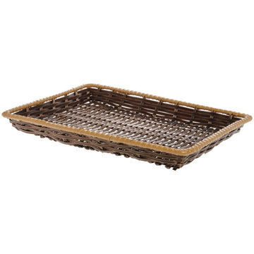 Two -Tone Beige Storage Basket - 13"L x 18"W x 2"H by HUBERT – Plastic, Brown, Model K2000-18SFT DB
