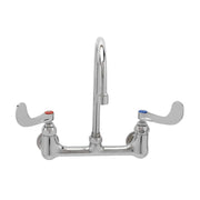 Wall Mount 8-Inch Centers Rigid Gooseneck Double Pantry Faucet with 4-Inch Wrist Action Handles by T&S Brass – not_applicable, Brass, Model B-0330-04