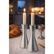 Rite Lite Hammered Aluminum Candlestick Holders, Set of 2, Silver