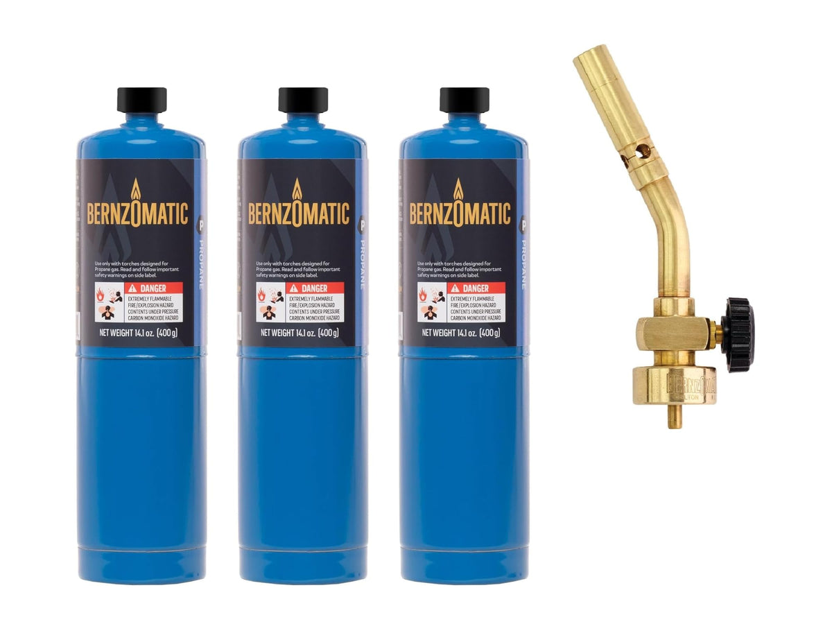 Bernzomatic No Size / UL2317 Torch + 3 Bottles Propane / Copper Propane Torches