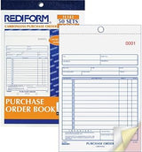 Rediform purchase order book, 12 lines, three-part carbonless, 5.5 x 7.88, 50 forms total