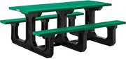 Global Industrial Outdoor 6' Rectangular Picnic Table, Recycled Plastic with Heavy Duty Base, Green