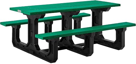 Global Industrial Outdoor 6' Rectangular Picnic Table, Recycled Plastic with Heavy Duty Base, Green