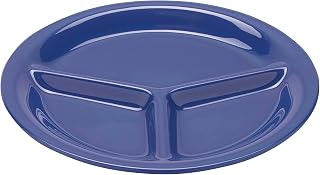 G.E.T. CP-10-PB-EC 10.25" Blue Melamine 3-Compartment Plates, Break- Resistant and BPA Free, For Indoor and Outdoor Dinnerware by Diamond Mardi Gras Collection (Pack of 4)