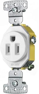 Hubbell Wiring Device-Kellems tradeSELECT RR151W RR151 Single Standard Straight Blade Receptacle, 125 VAC, 15 A, 2 Poles, 3 Wires, White 1/CS