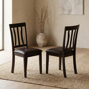 Faux Leather-Upholstered Wooden Dining Chairs Set of by Furnifact – Wood, Black, Pack of 2