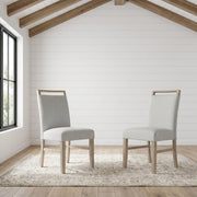 Fabric-Upholstered Dining Chairs with Rubberwood Legs by Furnifact – Rubber, Light Gray, Pack of 2