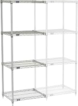 Nexel 5 Tier Silver Epoxy Wire Shelving Add-On Unit, 24" W x 24" D x 63" H