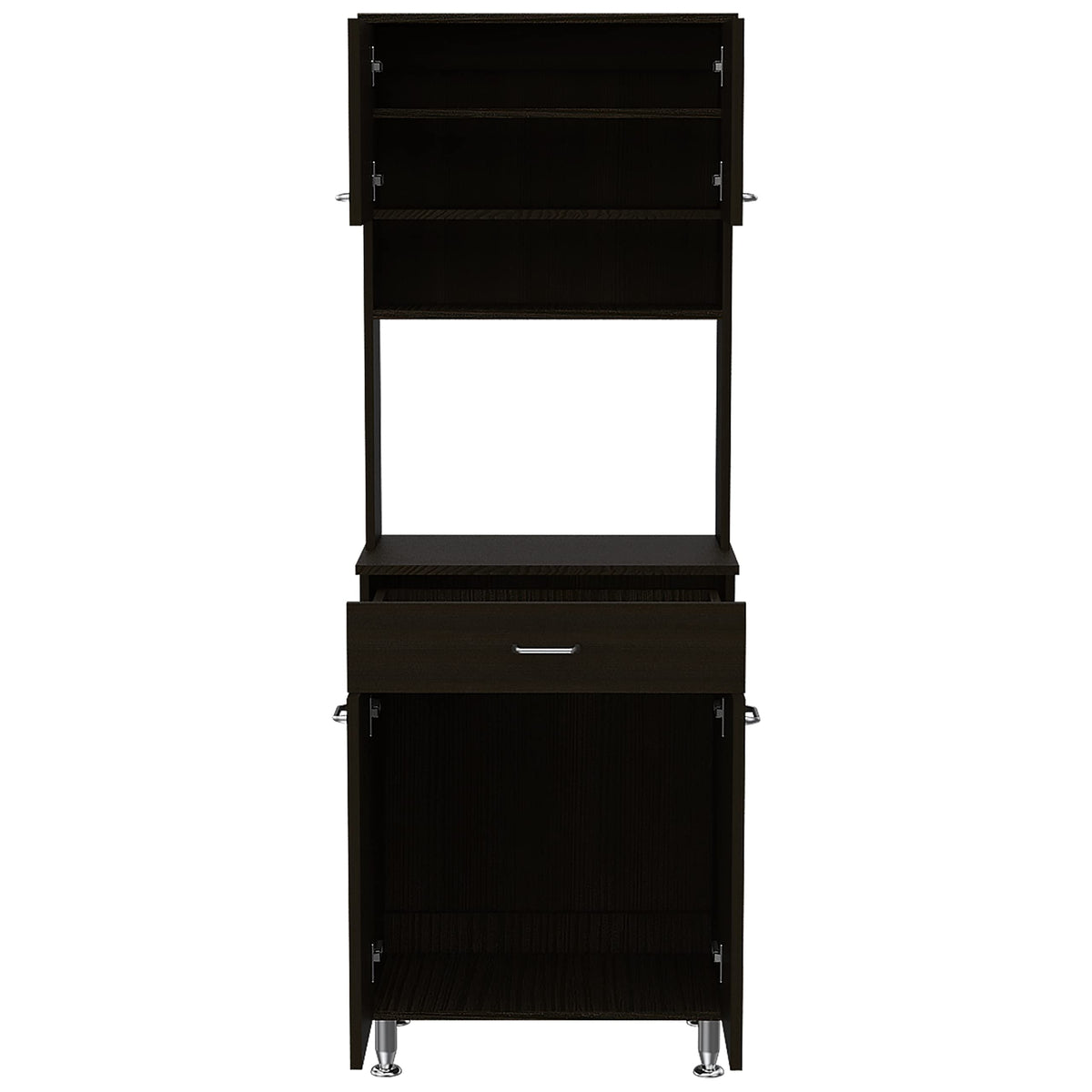 Bay Area Pantry with 2 Double Door Cabinets by FM FURNITURE – Metal, Black Wengue, Model FM5544ALW