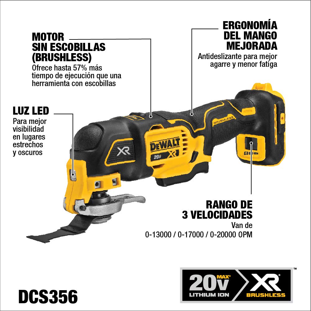 20V Max XR Oscillating Multi-Tool Bundle with 5 Piece Oscillating Tool Blades Kit by DEWALT – Silver, Pack of 5, Model DCS356B