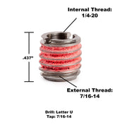 E-Z LOK 1/4"-20 IT, 7/16"-14 ET, 0.437" L / Pack of 5 / off-white or beige Thread Locking Inserts