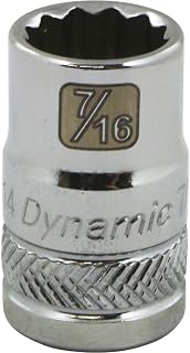 Dynamic Tools 3/8" Drive 12 Point Sae, 7/16" Standard Length, Chrome Finish Socket