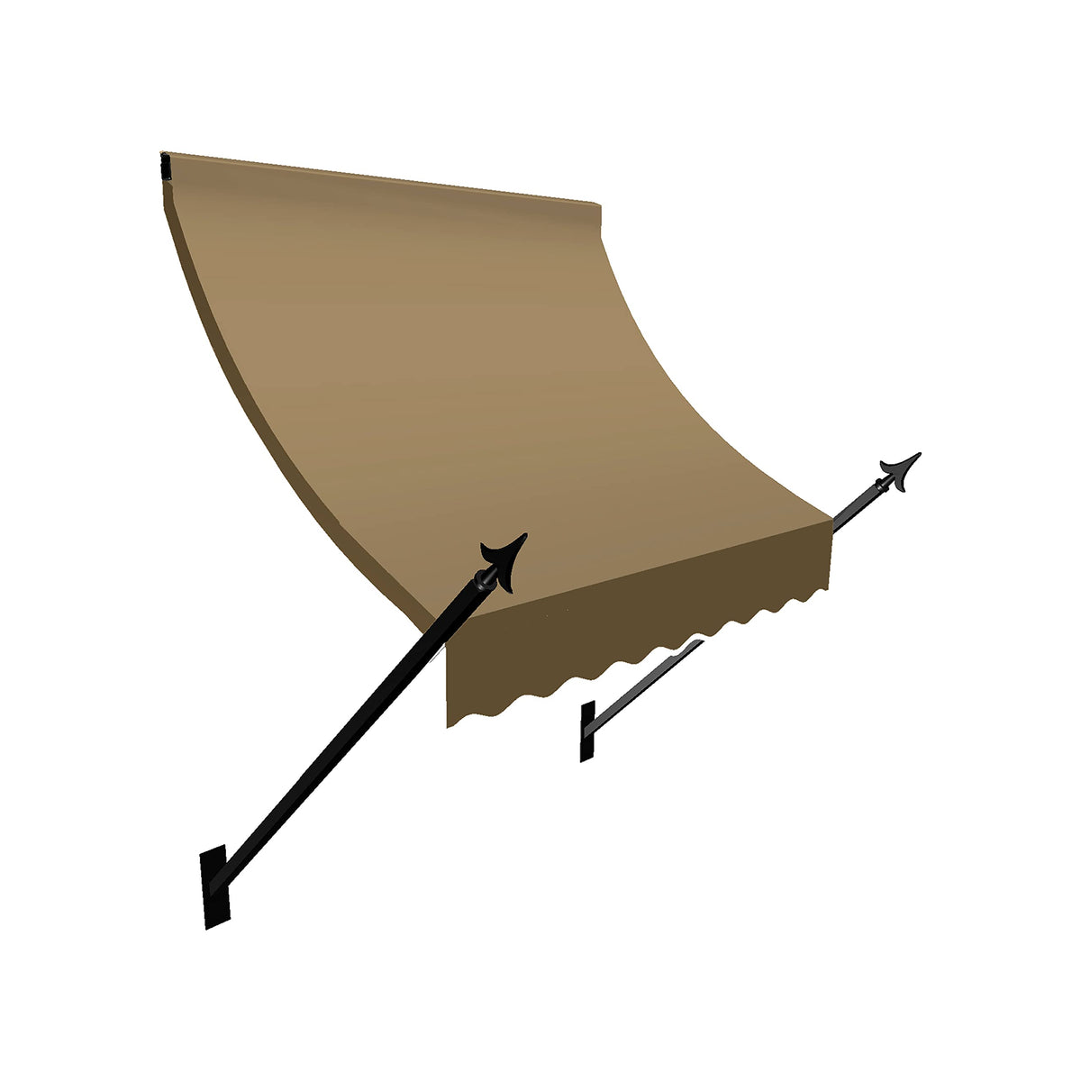 3' New Orleans (40.5"-24"-16") Fixed Awning with Spear Arms by Awntech – 40.5"W x 24"H x 16"D, Acrylic Linen, Tan, Model NO21-AZ-3T