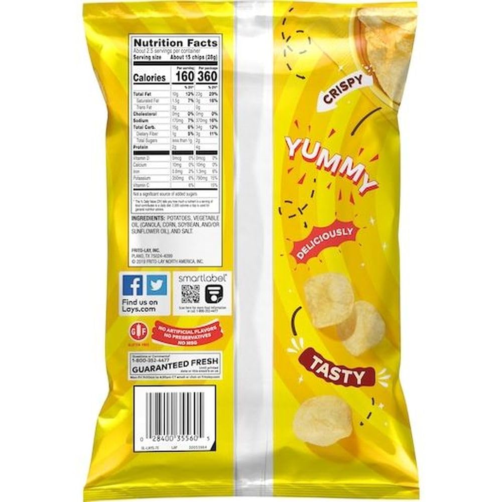 Lays Classic Potato Chips by Lay's – 2.25 Ounce (Pack of 24), Pack of 24