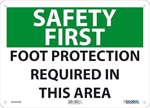 Global Industrial Safety First Foot Protection Required in This Area, 10x14, Aluminum