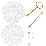 Peohud Ceramic Deviled Egg Tray, 24 Hole 2 Tier Holder, White