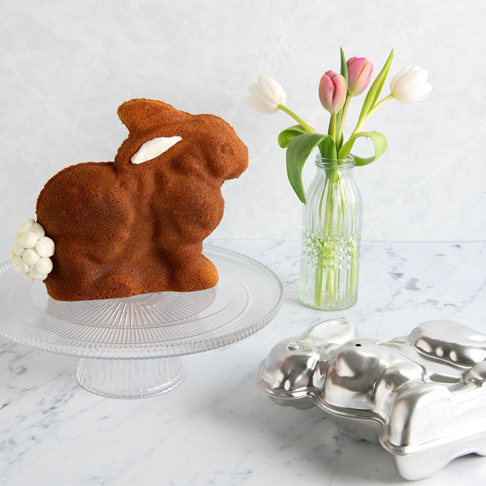 Easter Bunny 3-D Formed Aluminum 2 Piece Cake Pan by Nordic Ware – 3 Cup, 3.0 cups, Aluminum, Natural Aluminum, Model 41200