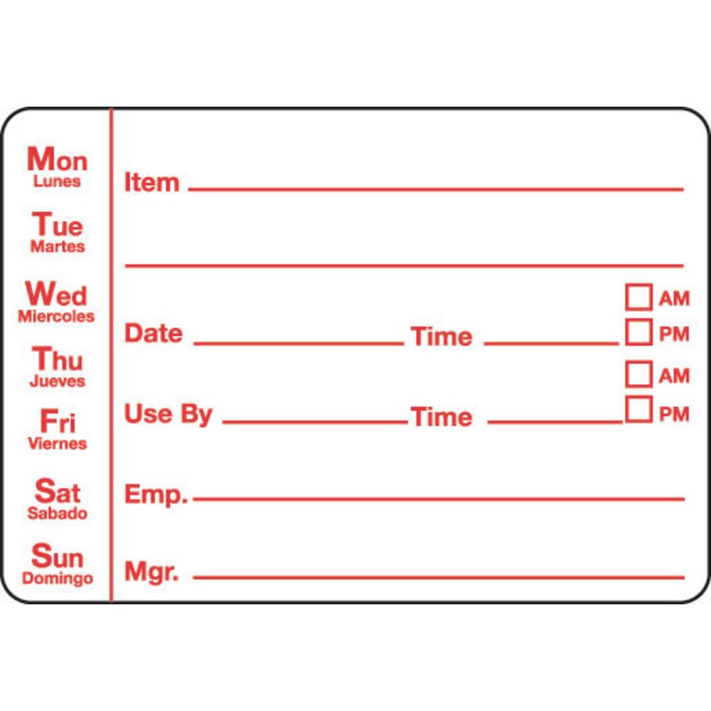 Inventory Control Label White Red Imprint - 3 1/2"L x 2"H 500 Per Roll by HUBERT – 3.5*2 inches, Paper, White, Pack of 500, Model 80352