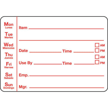 Inventory Control Label White Red Imprint - 3 1/2"L x 2"H 500 Per Roll by HUBERT – 3.5*2 inches, Paper, White, Pack of 500, Model 80352