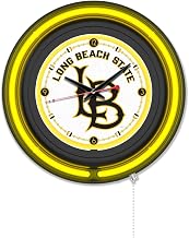Holland Bar Stool Clk15BKLBStUn NCAA 15 in. Dia. Long Beach State University Double Neon Wall Clock Black