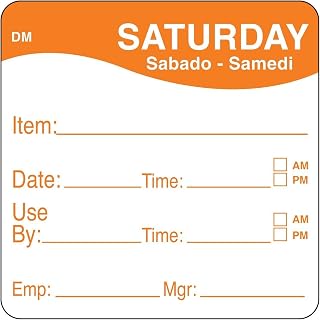 DayMark Safety Systems DAYMARK FOOD SAFETY Label 2x2 DissolveMark Use By Saturday, 250 CS