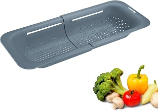 Westmark Sink Colander - Extendable Colander for Draining Fruit, Vegetables & Dishes - Practical Drip Tray - Grey, 36-49 cm