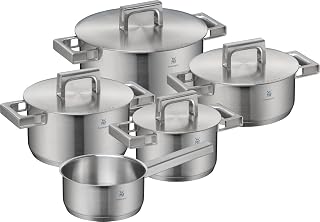WMF Ultimate Cool 5-Piece Saucepan Set Stainless Steel Saucepans Diameter 16, 20, 20, 24 cm and Saucepan Diameter 16 cm