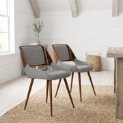 Walnut Wood Mid-Century Modern Dining Chairs Set of by Furnifact – Walnut, Gray Fabric/Walnut, Pack of 2